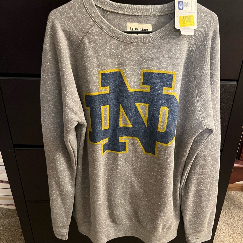 XL "slim-fit" gray ND Notre Dame sweatshirt NEW with tags